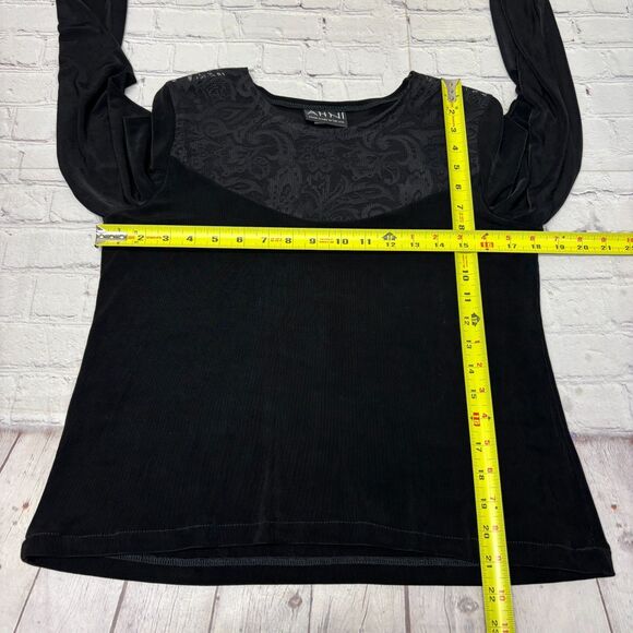 AHNI Women Long Sleeve Blouse Top Shirt Size 1 Acetate Blend C056 -20 - Picture 2 of 16